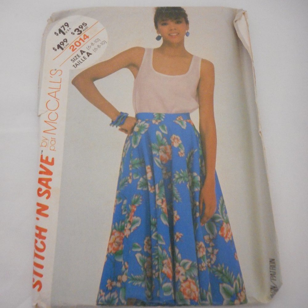 Vintage McCall's Skirt top sewing Pattern 2014